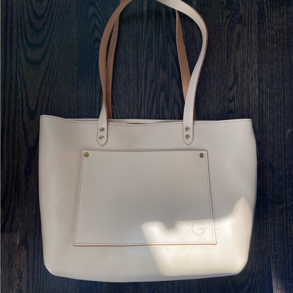Garrett leather tote bag in sand - Picture 1 of 7